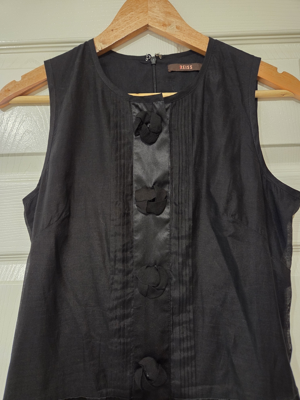 Reiss Aries Black Cotton Silk Rosette Dress UK 10 - Picture 3 of 7